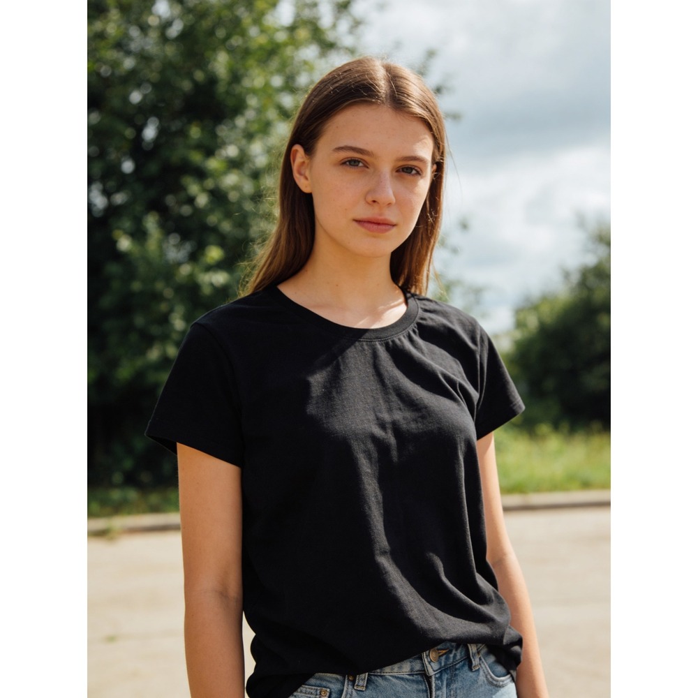 Gildan Heavy Cotton Womens Black Short Sleeve Crew Neck T-Shirt Size L Large - Picture 3 of 6